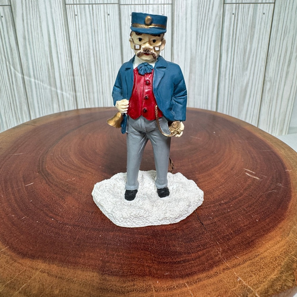 Mervyns Christmas Village Square Figure‎ Train Conductor 1992 4"